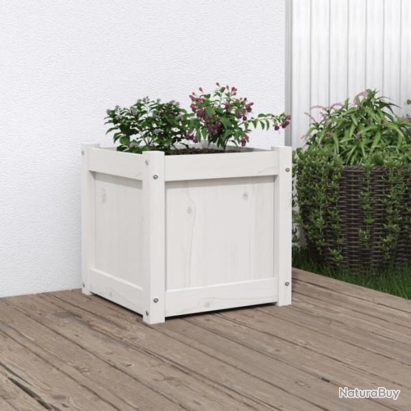 Jardinire blanc 40x40x40 cm bois de pin massif