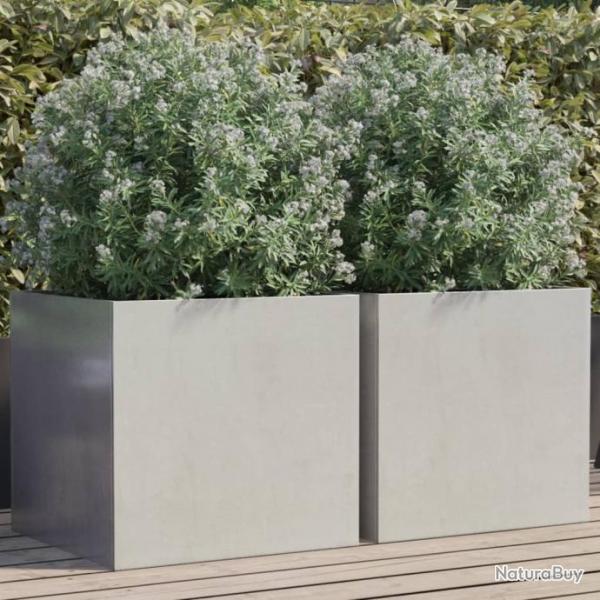 Jardinires 2 pcs argent 49x47x46 cm acier inoxydable