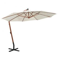 Parasol 350 cm Poteau de bois Blanc