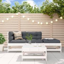 Salon de jardin 4 pcs blanc bois de pin massif