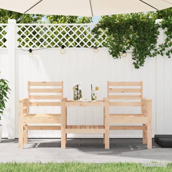 Banc de jardin avec table 2 places bois de pin massif