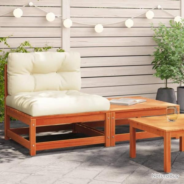 Canap de jardin sans accoudoirs avec coussins et repose-pieds