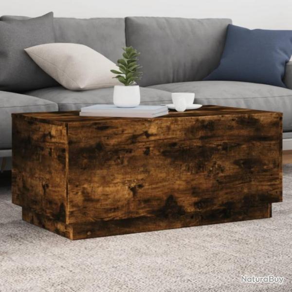 Table basse avec lumires LED chne fum 90x50x40 cm