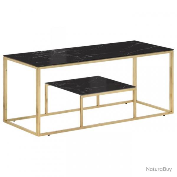 Table basse dor acier inoxydable et verre tremp