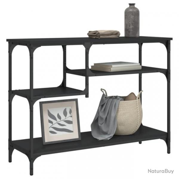 Table console avec tagres noir 100x35x75 cm