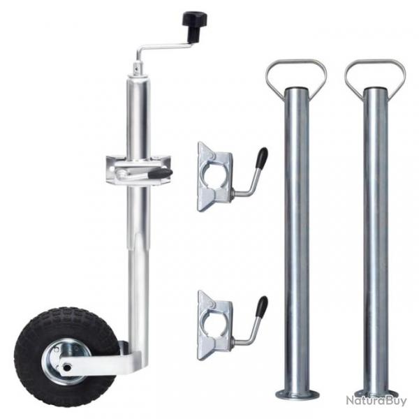 Roue jockey 48 mm avec 2 tubes de support et 3 pinces fendues