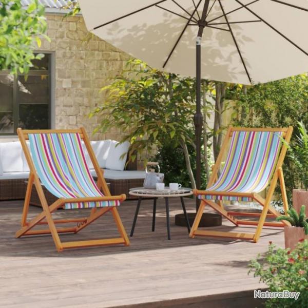 Chaises de plage pliables lot de 2 multicolore tissu