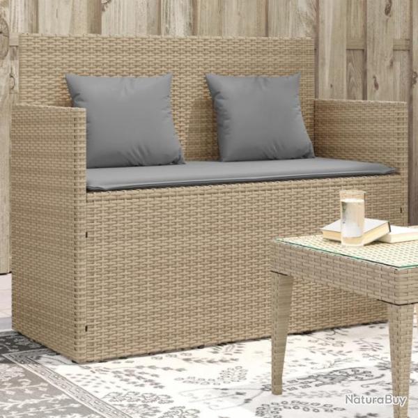 Banc de jardin avec coussins beige rsine tresse