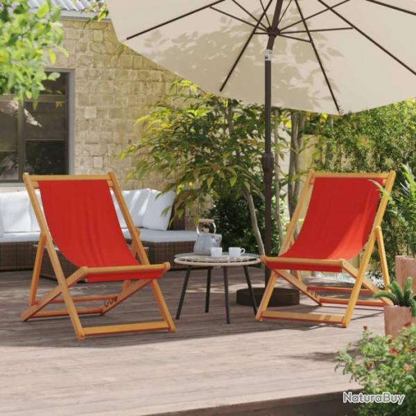 Chaises de plage pliables lot de 2 rouge tissu