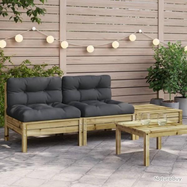 Canap de jardin avec coussins et repose-pied 2 places