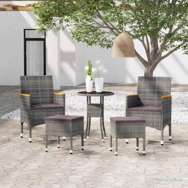 Salon de jardin 5 pcs Rsine tresse Gris