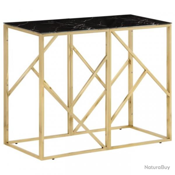 Table console dor acier inoxydable et verre tremp