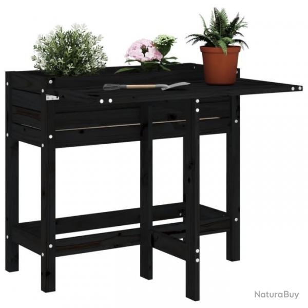 Jardinire de jardin avec dessus pliable noir bois pin massif