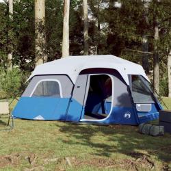 Tente de camping avec lumière LED 9 personnes bleu clair
