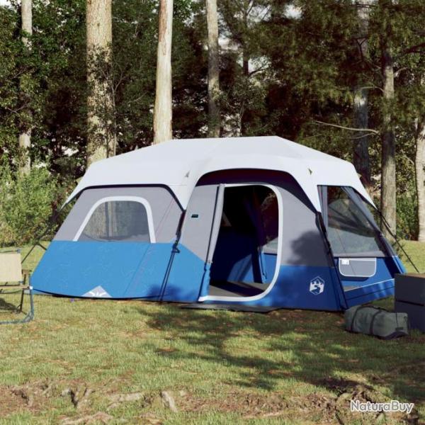 Tente de camping avec lumire LED 9 personnes bleu clair