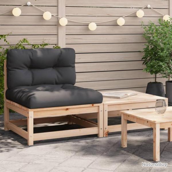 Canap de jardin sans accoudoirs avec coussins et repose-pieds