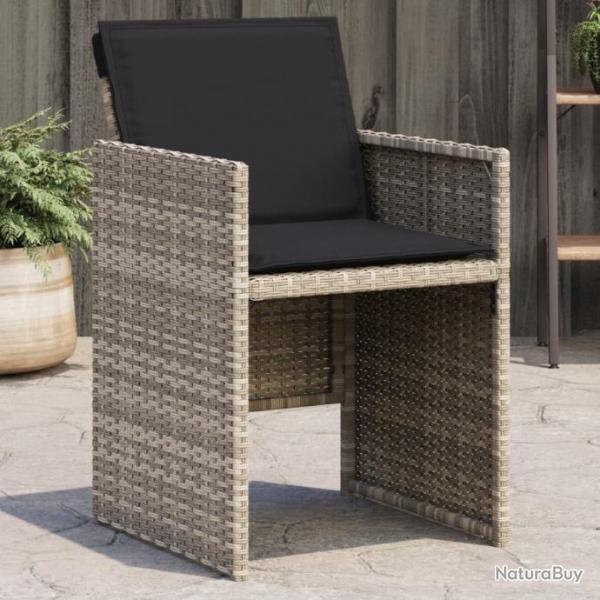 Chaises de jardin avec coussins 4 pcs gris clair rsine tresse