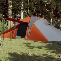 Tente de camping 6 personnes gris et orange imperméable