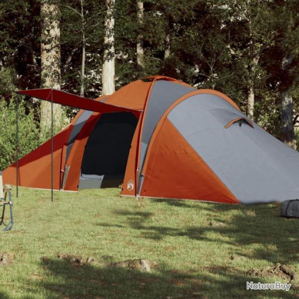 Tente de camping 6 personnes gris et orange impermable