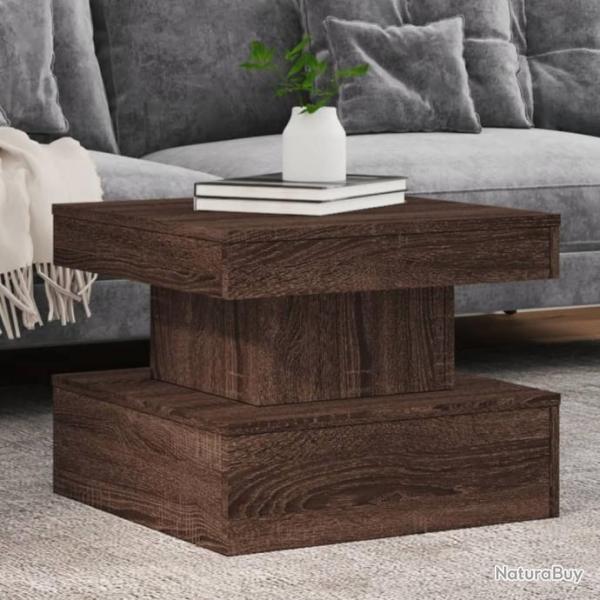 Table basse avec lumires LED chne marron 50x50x40 cm