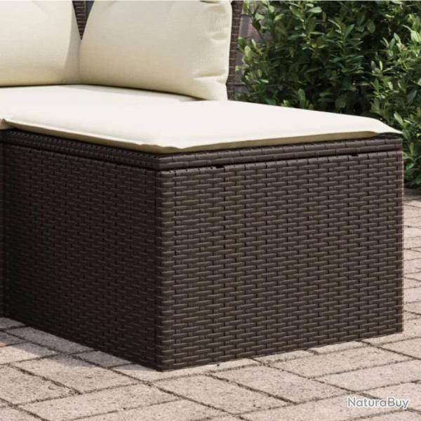 Tabouret de jardin avec coussin brun 55x55x37 cm rsine tresse