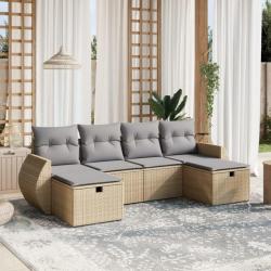 Salon de jardin avec coussins 6pcs mélange beige résine tressée