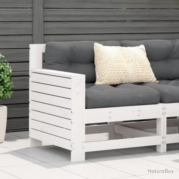 Canap de jardin accoudoir avec coussin blanc bois massif pin