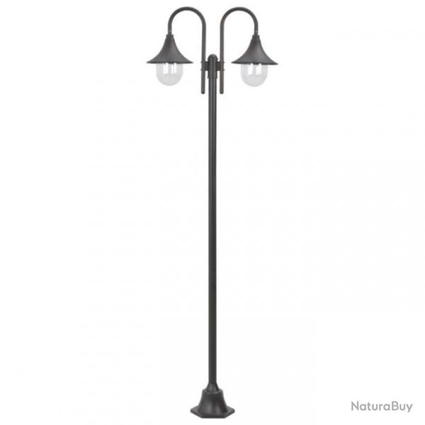 Lampadaire de jardin E27 220 cm Aluminium 2 lanternes Bronze