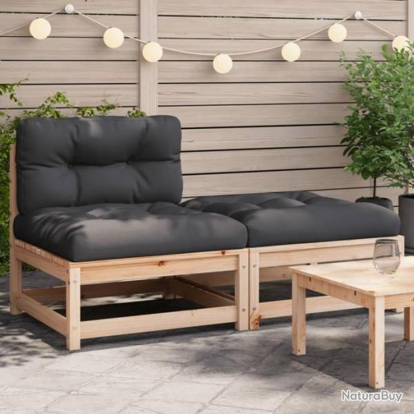 Canap de jardin sans accoudoirs avec coussins et repose-pieds