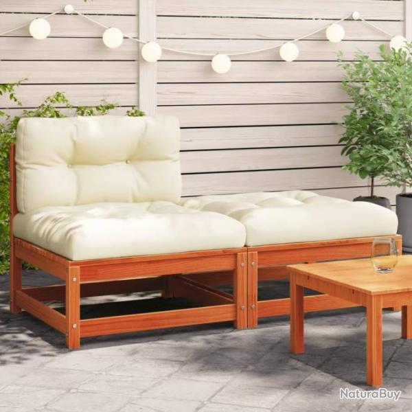 Canap de jardin sans accoudoirs avec coussins et repose-pieds