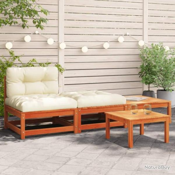 Canap de jardin sans accoudoirs avec coussins et repose-pieds