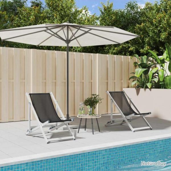 Chaises de plage pliantes 2 pcs gris aluminium et textilne