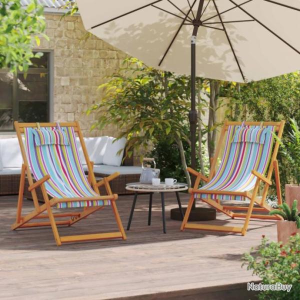 Chaises de plage pliables lot de 2 multicolore tissu