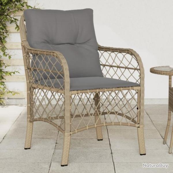 Chaises de jardin avec coussins lot de 2 mlange beige rotin