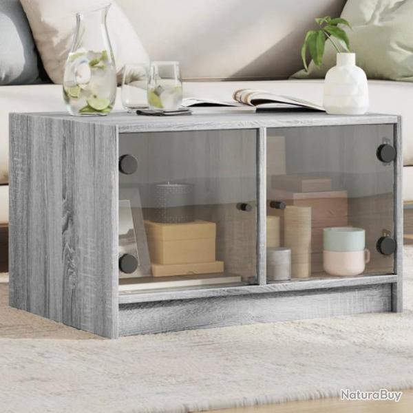 Table basse avec portes en verre sonoma gris 68x50x42 cm