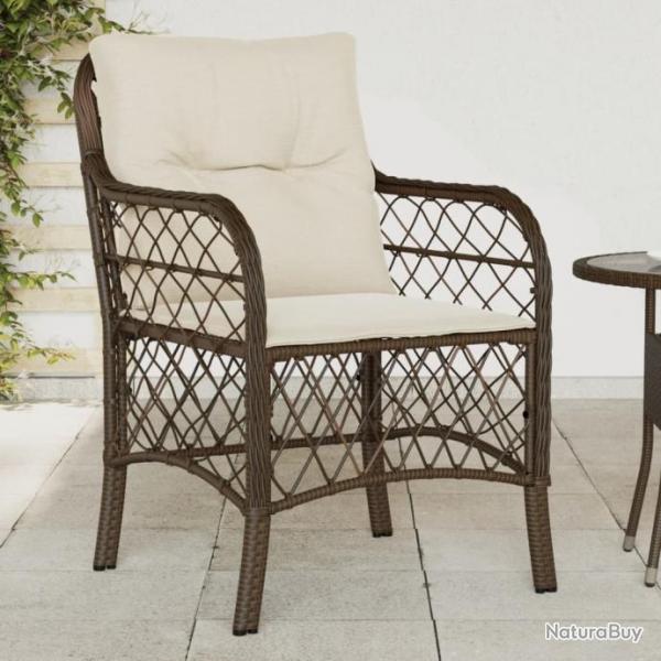 Chaises de jardin avec coussins lot de 2 marron rsine tresse