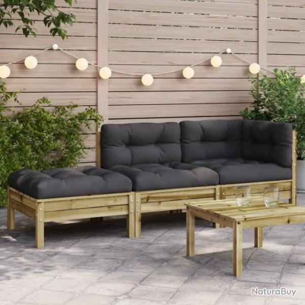 Canap de jardin avec coussins et repose-pied 2 places