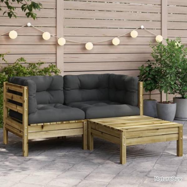 Canap de jardin avec coussins et repose-pied 2 places