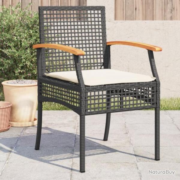 Chaises de jardin coussins lot de 4 noir rsine tresse acacia