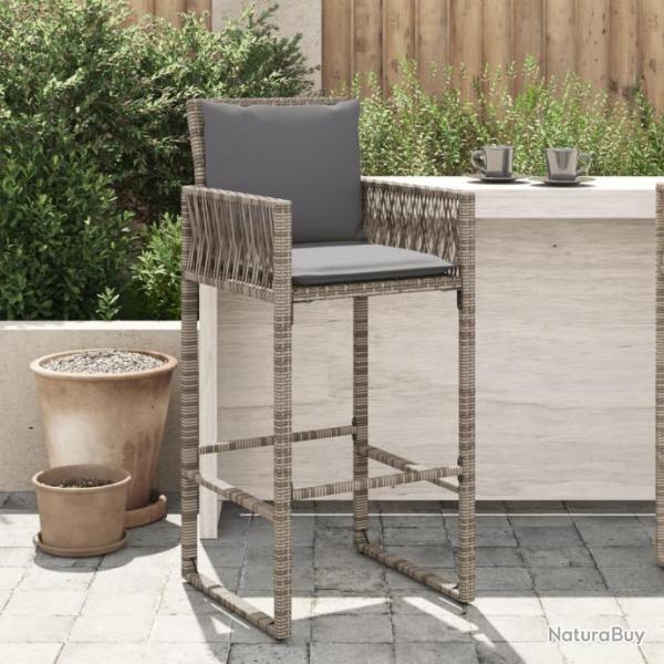 Tabourets de bar jardin coussins lot de 2 gris rsine tresse