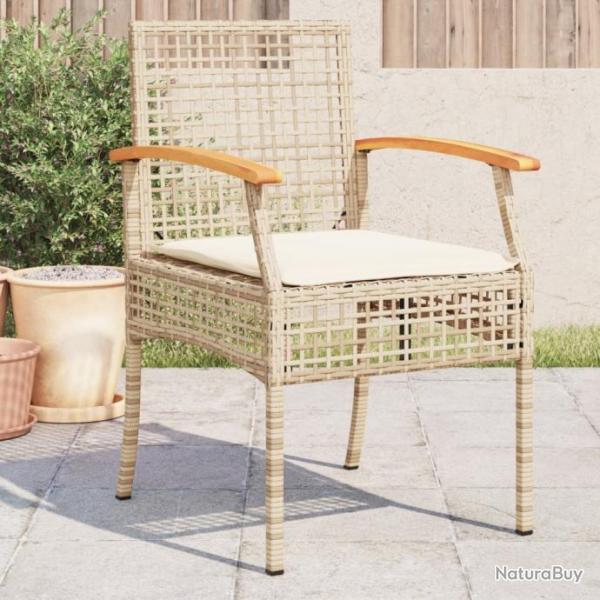 Chaises de jardin coussins lot de 4 beige rsine tresse acacia