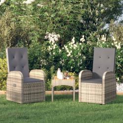 Chaises de jardin inclinables coussins 2pcs Gris Résine tressée