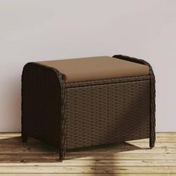 Tabouret de jardin avec coussin brun 58x46x46 cm résine tressée