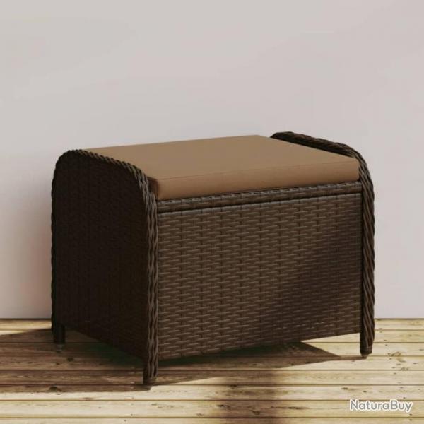 Tabouret de jardin avec coussin brun 58x46x46 cm rsine tresse