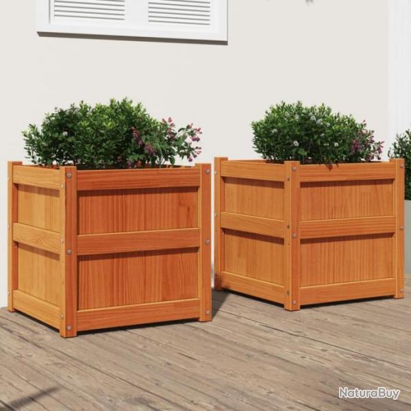 Jardinires 2 pcs cire marron bois de pin massif