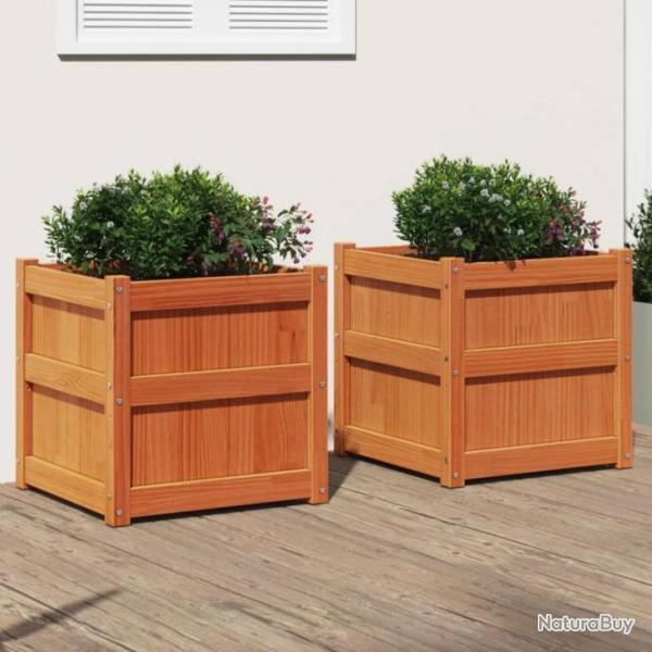 Jardinires 2 pcs cire marron bois de pin massif