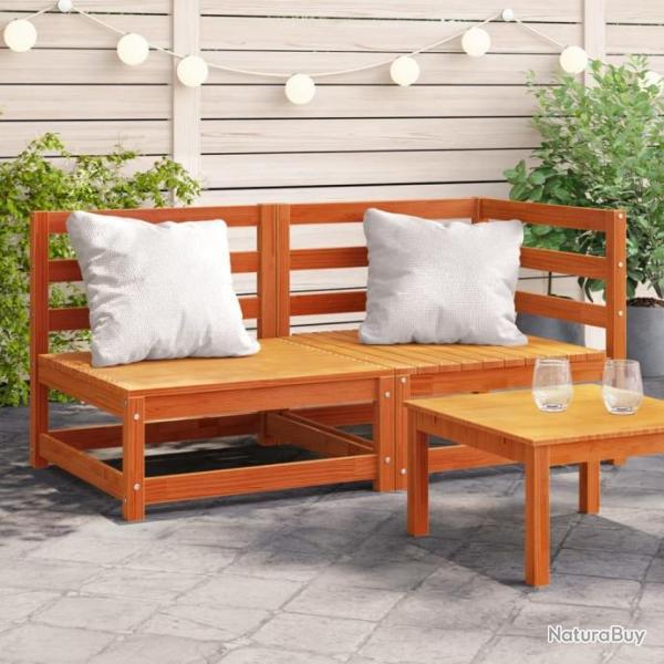 Canap de jardin 2 places cire marron bois pin massif