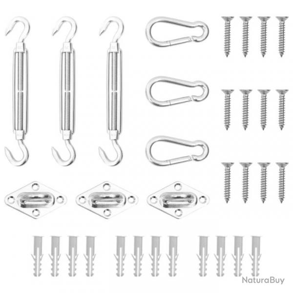 Jeu d'accessoires de voile d'ombrage 9 pcs Acier inoxydable