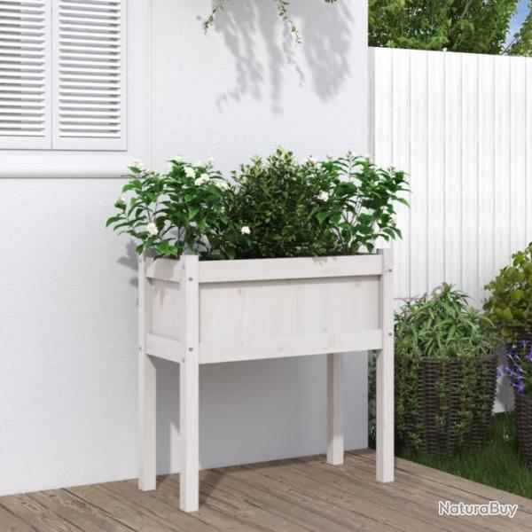 Jardinires avec pieds blanc 70x31x70 cm bois de pin massif