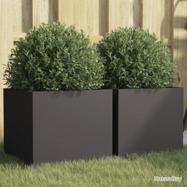 Jardinires 2 pcs noir 32x30x29 cm acier lamin  froid